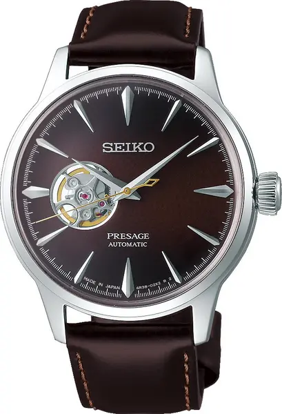 Image of Seiko Presage Watch Cocktail Collection Open Heart Stinger - Brown SE-176