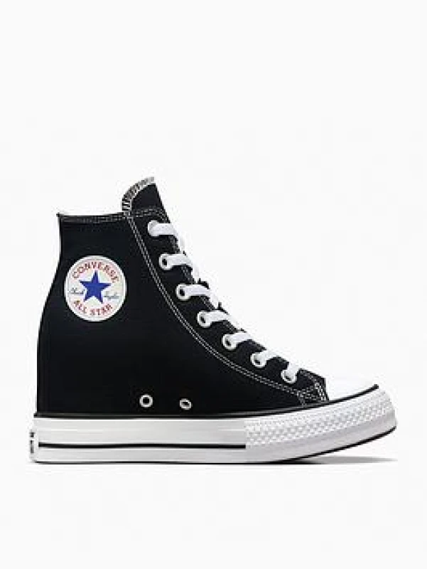 Image of Converse Womens Chuck Taylor All Star Wedge Trainers Black Red Navy Brown, 7