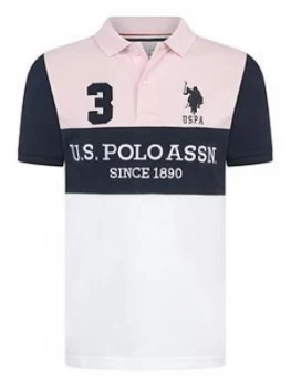 Image of U.S. Polo Assn. Boys Colourblock Polo Shirt - Pink