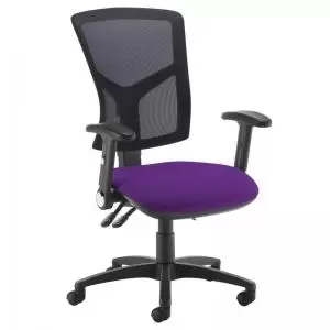 Image of Senza high mesh back operator chair with folding arms - Tarot Purple