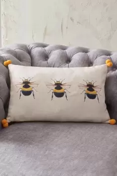Image of Honeybee Pom-Pom Cushion