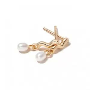 Image of Treasures Wave Seed Pearl 18ct Gold Plated Earrings TE02_GP
