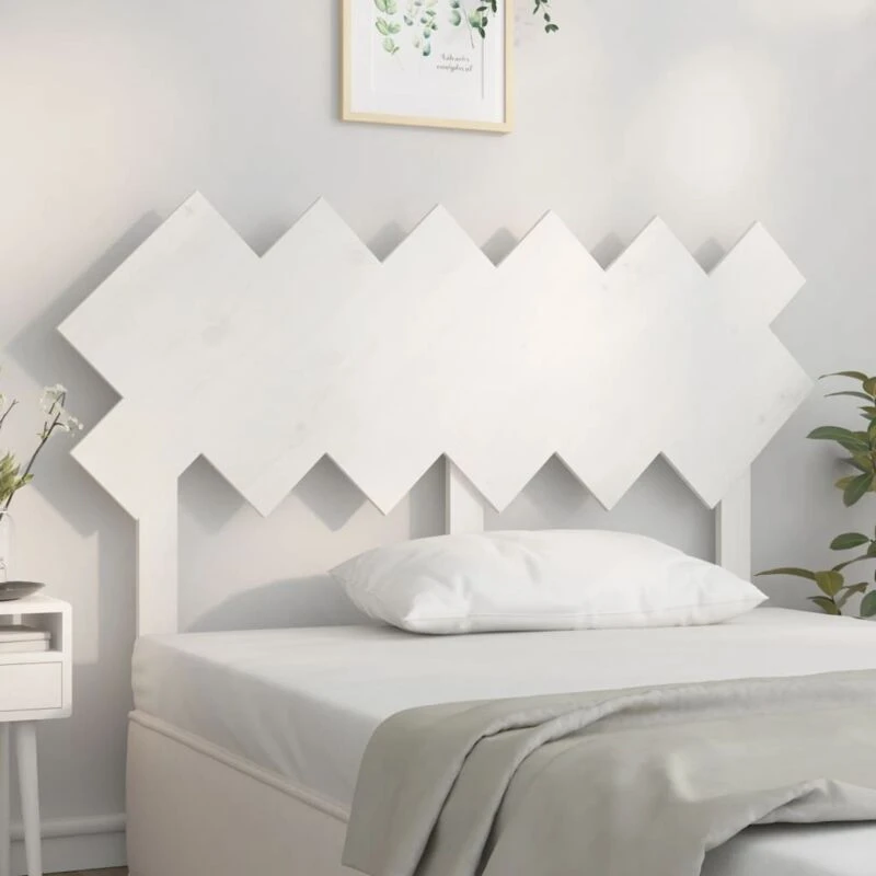 Image of Vidaxl Bed Headboard White 132X3X81cm Solid Wood Pine, White 819216