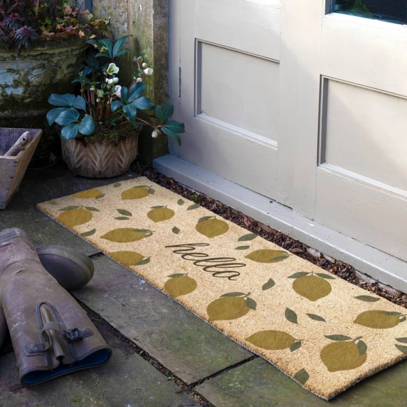 Image of Artsy Mats Hello Lemons Doormat (120 X 40Cm), Brown 12040-HELLOLEMO