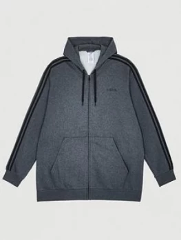 Image of Adidas Plus Size Essential 3-Stripe Full Zip Hoodie - Grey