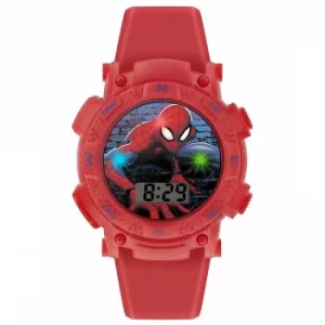 Image of Spiderman Quartz Digital Dial Red Silicone Strap Boys Watch SPD4628