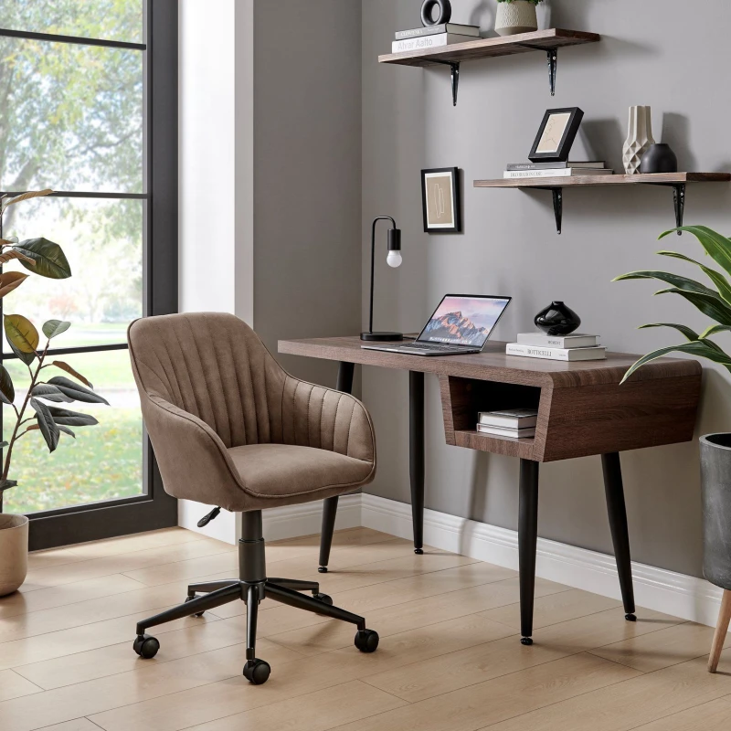 Image of FurnitureboxUK FurnitureboxUK Booker Faux Leather Office Chair in Brown Brown One Size Unisex 5056657198701