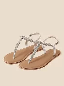 Image of Accessorize Reno Silver Sparkle Sandal, Silver, Size 38, Women