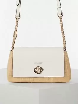 Image of Luella Grey Delilah Turnlock Evening Bag - Raffia/white, White, Women