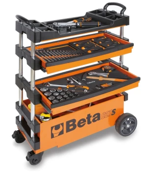 Image of Beta Tools C27S-O Folding Tool Trolley Ideal for Outdoor Jobs - Orange 027000201