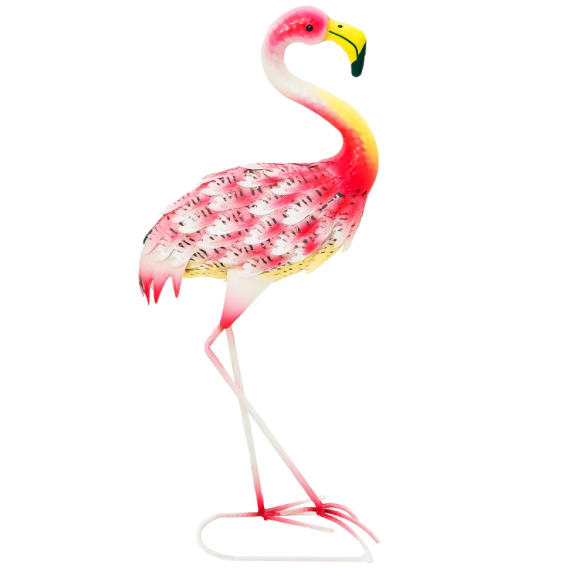 Image of Outsunny Outsunny Flamingo Garden Statue, Metal Garden Ornament with Stakes, Pink