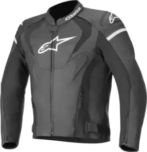 Image of Alpinestars Jaws v3 Motorcycle Leather Jacket, black-white, Size 56, black-white, Size 56
