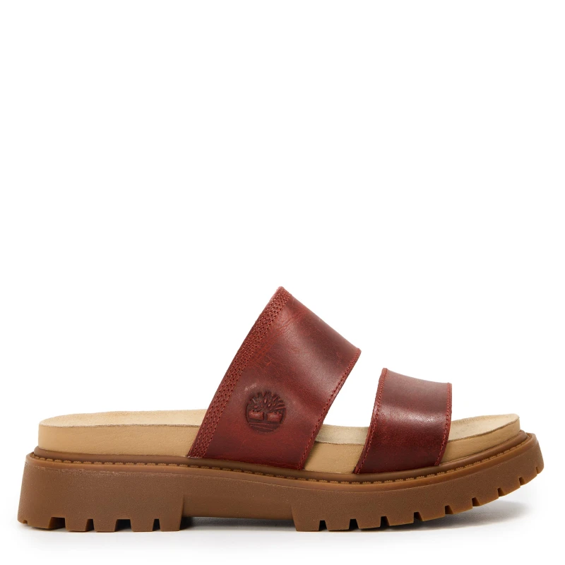 Image of Timberland Womens Clairemont Way Slide Flat Sandals Dark Red Grain female 3.5 (36)