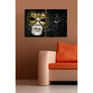 Image of 2P3040CS-128 Multicolor Decorative Canvas Wall Clock (2 Pieces)