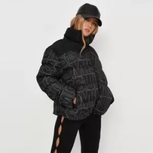 Image of Missguided Big Msgd Print Puffer - Black