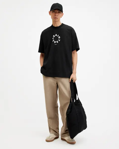 Image of AllSaints Tierra Oversized Crew Neck Logo T-Shirt
