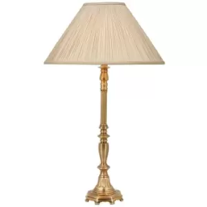 Image of Luxury Traditional Table Lamp Light A- Solid Brass & Beige Organza Pleated Shade