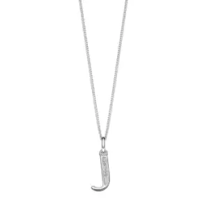 Image of Sterling Silver Art Deco Initial 'J' Pendant with Cubic Zirconia Stone Detail