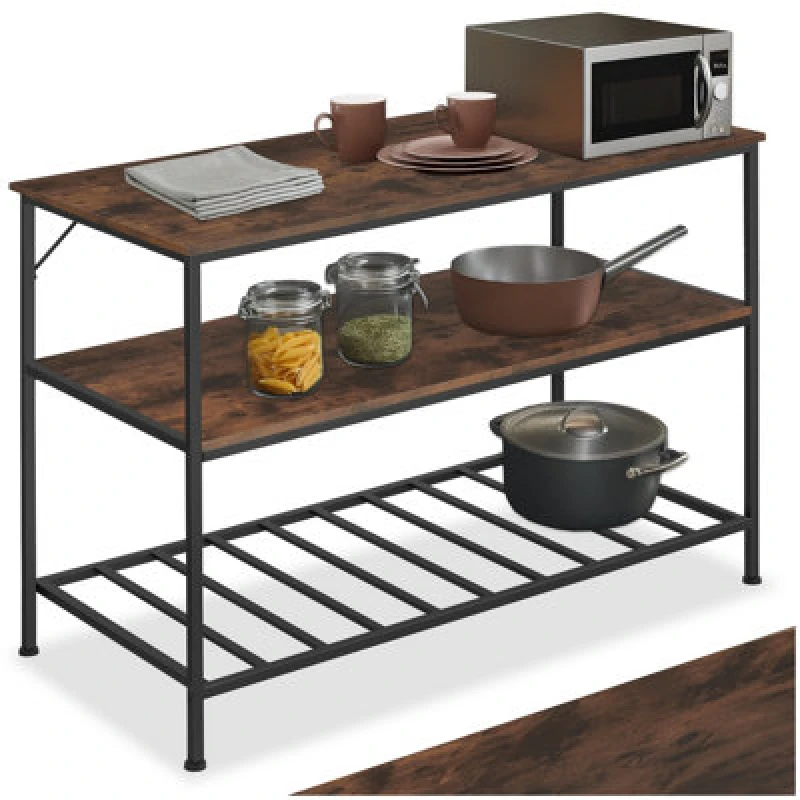 Image of Tectake Shelves Akeley - Industrial Style, 3 Shelving Tiers, 120 X 60 X 90.5cm - Industrial Wood Dark, Rustic