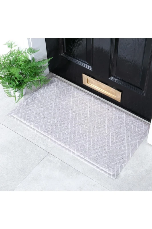 Image of Artsy Doormats Grey Grey Geometric Pattern Doormat (70 X 40Cm), Grey DMW-GREYGEOPATT