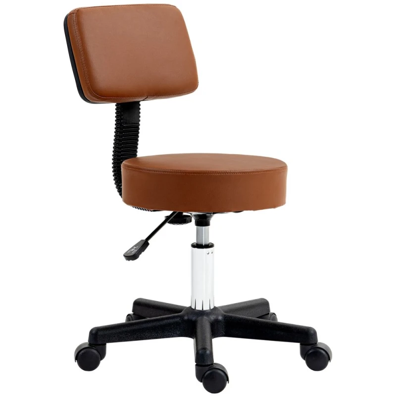 Image of HOMCOM Adjustable Swivel Salon Chair Padded Seat Back 5 Wheels Brown 503-023V70BN
