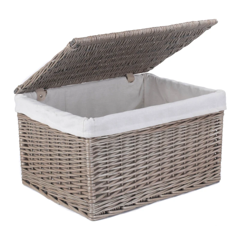 Image of Red Hamper Wicker Antique Wash Cotton Lined Storage Basket in Brown Size: Large Brown Unisex L