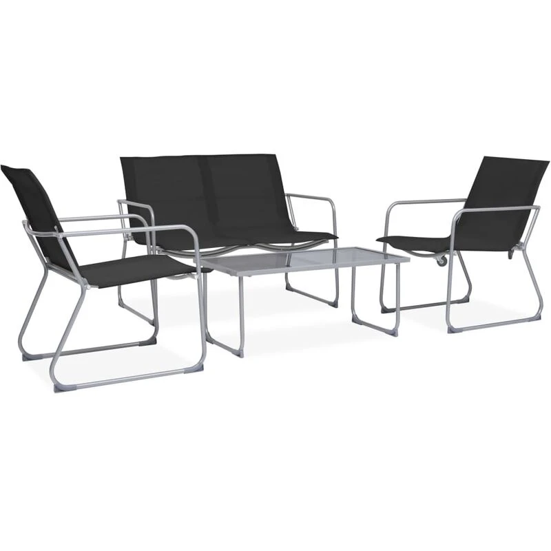Image of VIDAXL 4 Piece Garden Lounge Set Fabric & Steel Black Vidaxl 8718475621492