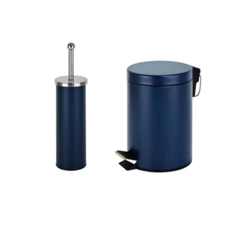Image of Innoteck Essentials 3L Pedal Bin And Toilet Brush Set - Matt Blue