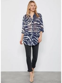 Image of Mint Velvet Mara Print Longline Blouse - Zebra Print