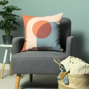Image of Furn Sun Arch Abstract Print Recycled Polyester Cushion Cover, Multi, 43 x 43 Cm