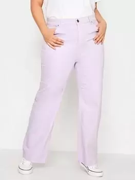 Image of Yours Clothing Wide Leg Five Pocket Jean - Purple, Purple, Size 18, Women