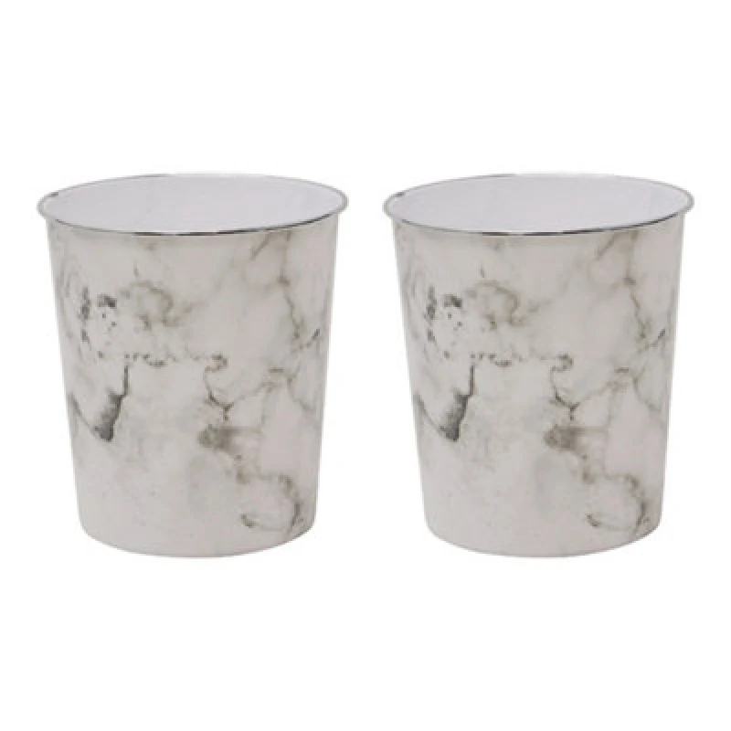 Image of JVL Small Marble Waste Paper Bin, Set of 2 16-210-2