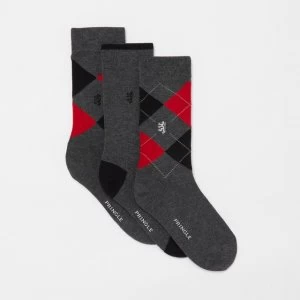 Image of Pringle 3 Pack Grey Bamboo Argyle Socks - ONE SIZE