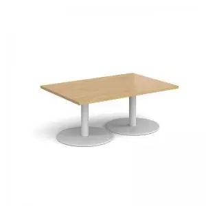 Image of Monza rectangular coffee table with flat round white bases 1200mm x