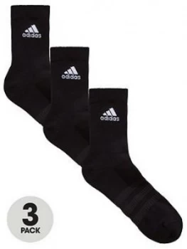 Image of adidas Cushion 3 Pack Crew Socks - Black, Size 8.5-10, Men