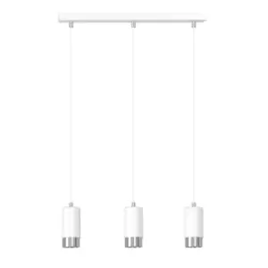 Image of Emibig Fumiko White/Chrome Bar Pendant Ceiling Light 3x GU10