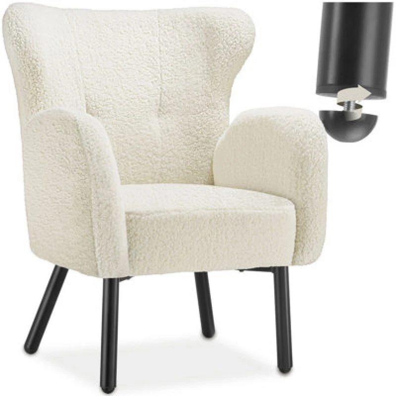 Image of Tectake 1 Armchair Vanersborg - Thickly Padded, With Boucle Cover Armchair - Cream
