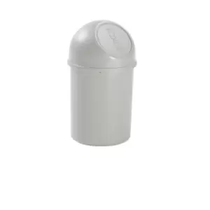 Image of helit Push top waste bin made of plastic, capacity 6 l, HxØ 375 x 216 mm, light grey, pack of 6