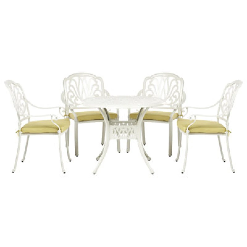 Image of Beliani Garden Dining Set 4 Seater Ancona With Cushions Metal Off-White