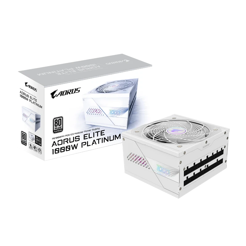 Image of Gigabyte AORUS ELITE P1000W 80+ Platinum Modular PCIe 5.0 ICE Power Supply - White - GP-AE1000PM PG5 ICE