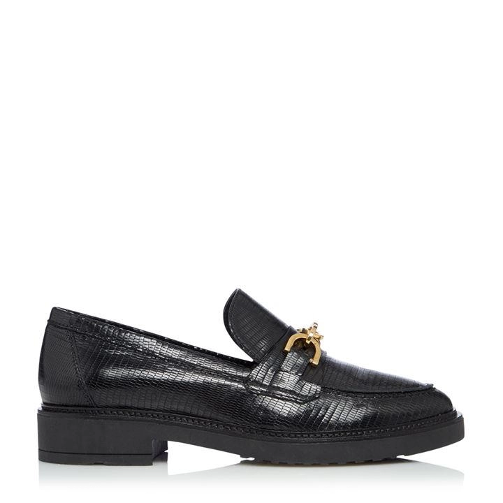 Image of Dune Black Leather 'Gisella' Loafers - 7