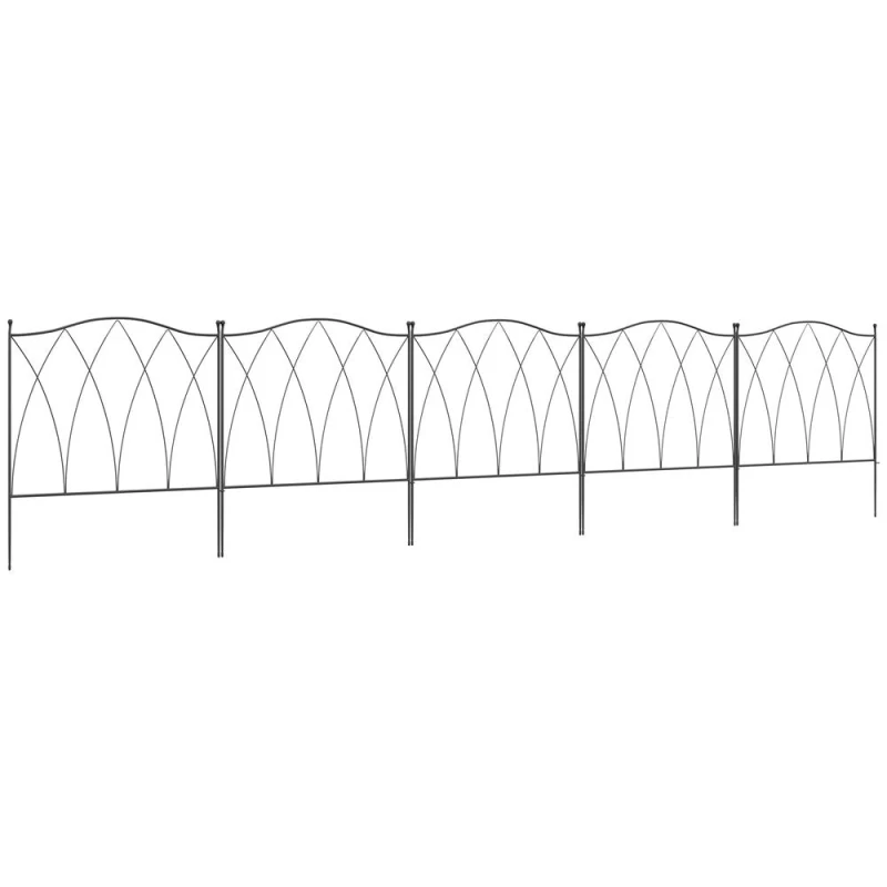 Image of Outsunny 5Pcs Decorative Garden Fencing Metal Border Edging, Black 844-625V00BK