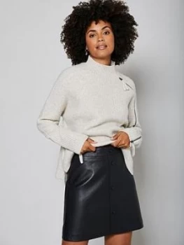 Image of Mint Velvet Leather Mini Skirt - Black