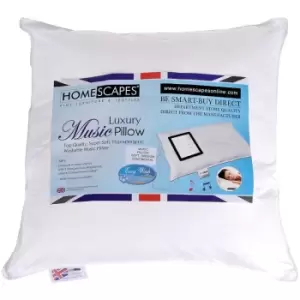 Image of HOMESCAPES Super Microfibre Square Music Pillow with Speaker - White