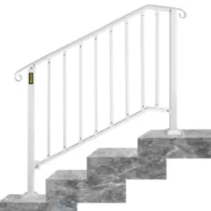 Image of VEVOR Wrought Iron Handrail Stair Rail Kit Adjustable for 3 or 4 Steps Outdoor