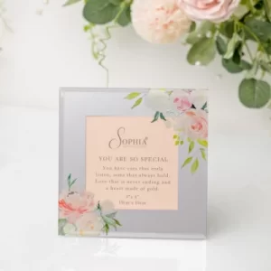 Image of Peaches & Cream Glass Mirror Photo Frame 4" x 4" Special