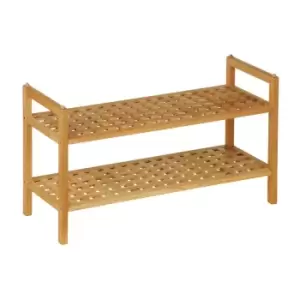 Image of Premier Housewares 2-Tier Shoe Rack - Walnut Wood