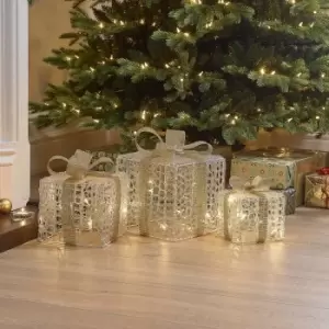 Image of The Winter Workshop - Set Of 3 Spun Acrylic Small Christmas Parcels - Gold Bow