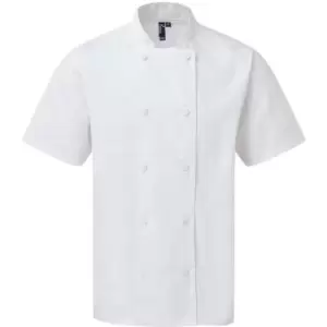 Image of Premier Mens Coolchecker Short-Sleeved Chef Jacket (M) (White) - White