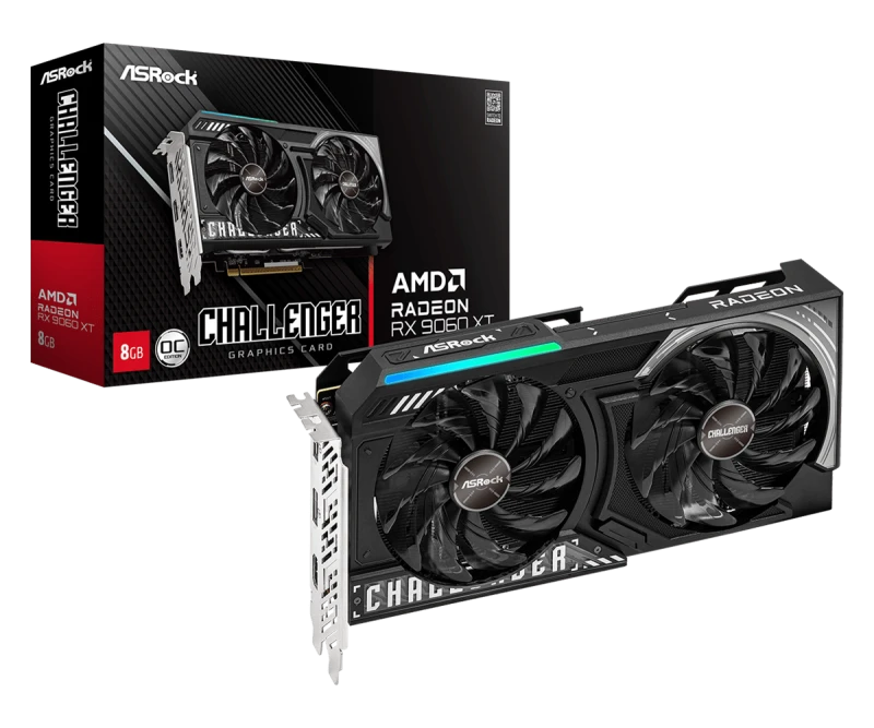 Image of ASRock AMD Radeon RX 9060 XT Challenger OC 8GB GDDR6 Graphics Card - 90-GA5TZZ-00UANF